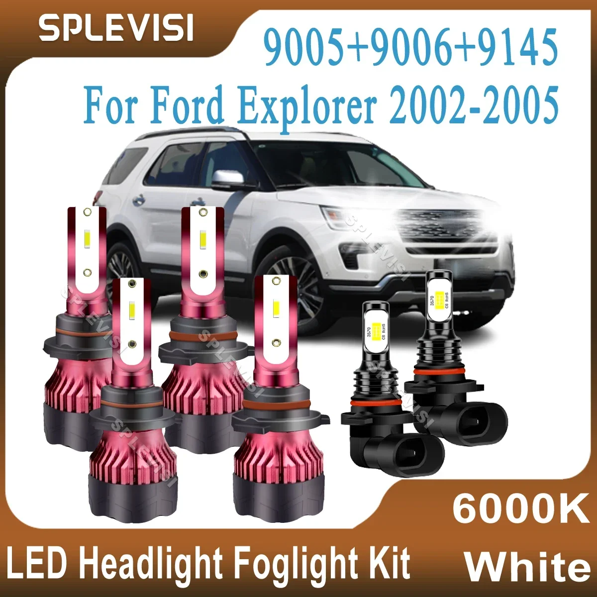 

LED CSP Car Light 9005/HB3 High 9006/HB4 Low 9145/H10 Foglight Kit Replace White Light For Ford Explorer 2002 2003 2004 2005