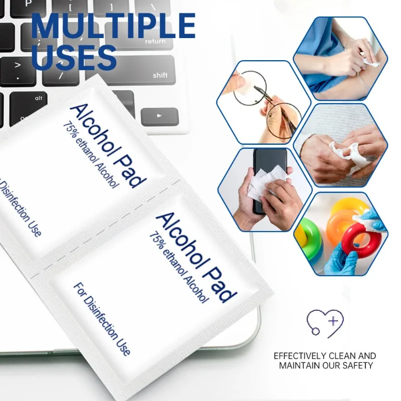 70% -80% ISOPROPYL ALCOHOL تطهير الكحول القابل للتصرف القطن علاج الجروح تنظيف المنزل تطهير ورقة القطن