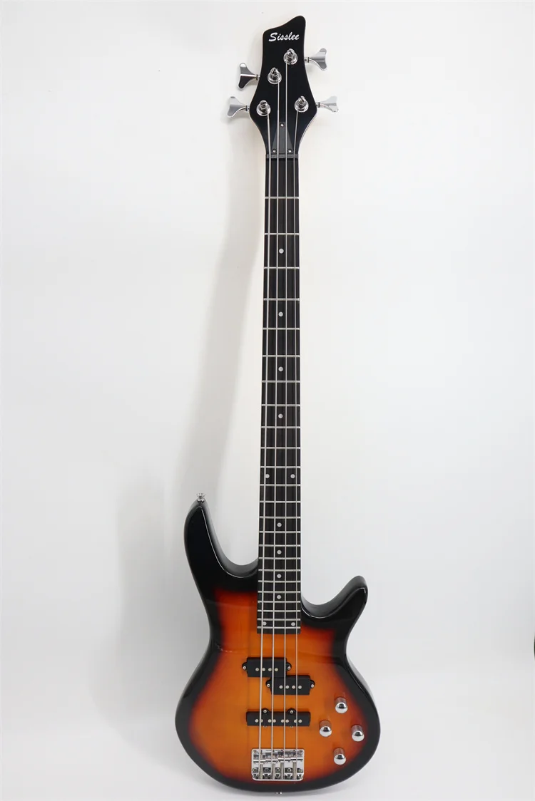 SISSLEE Right Hand Electric Bass 4 String 24 Frets SSS Pickup Low Sound Bass Guitar With Amplifier