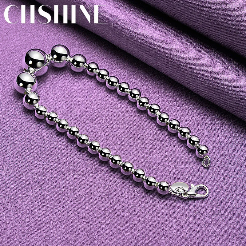 

CHSHINE 925 Sterling Silver Beaded Chain Bracelet For Women Men Wedding Party Fashion Charm Jewelry