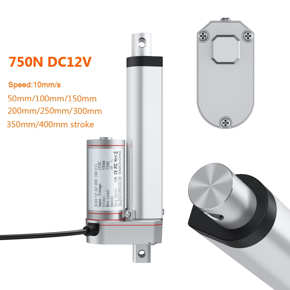 DC12V 750N Linear Actuator 50mm 100mm 150mm 200mm 250mm Stroke Linear Drive for Remote Controls Robotics Home Automation Linear