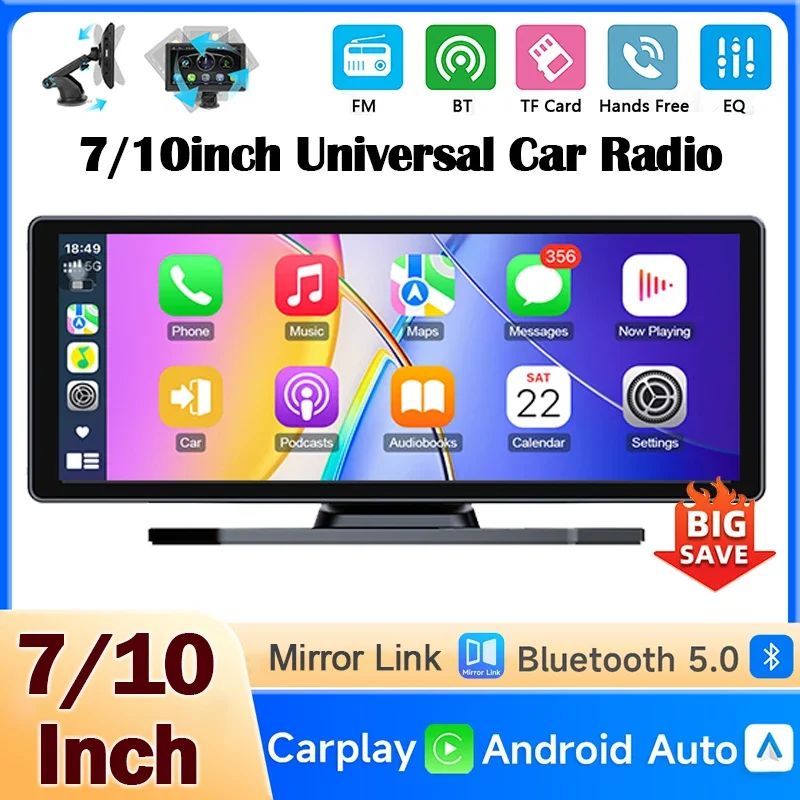 

Universal 7/10.26Inch Car Multimedia Player CarPlay Android Auto Mirror Link Rearview Camera Touch Screen BT AUX Car accessory