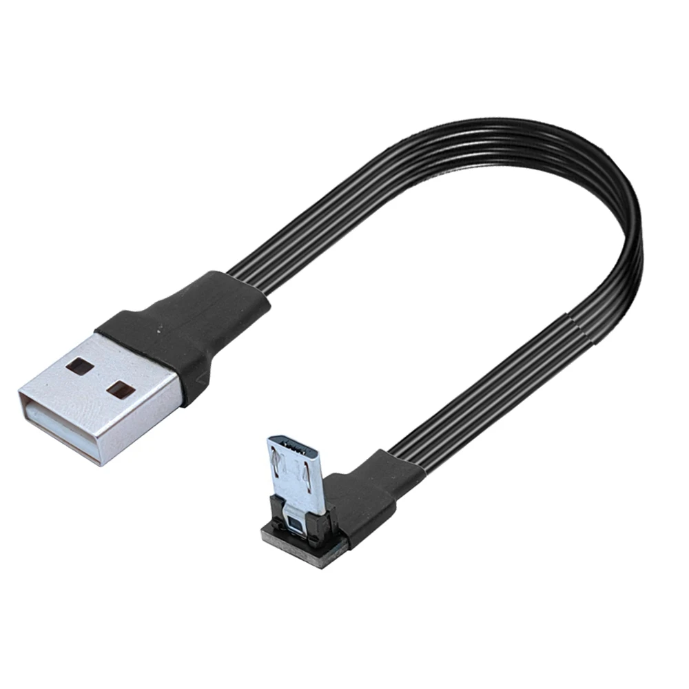 10CM 20CM Micro USB cable charger USB cable Suntaiho 90 degree angled black flat data cable, suitable for Android phones 5CM-3M