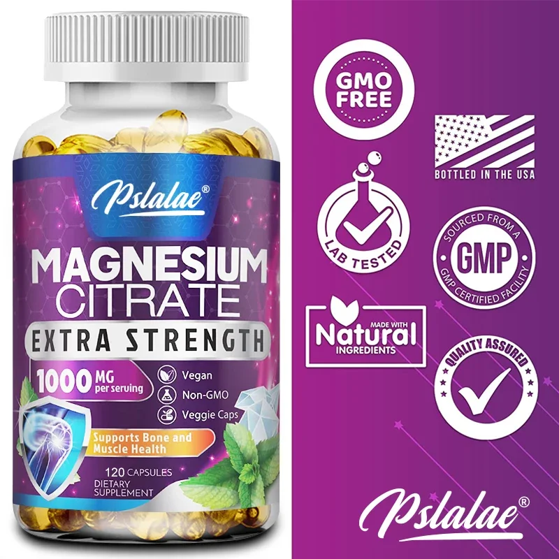 Premium Magnesium Citrate Supplement - Highly Absorbable Citric Acid Complex, Gluten Free 120 Tablets