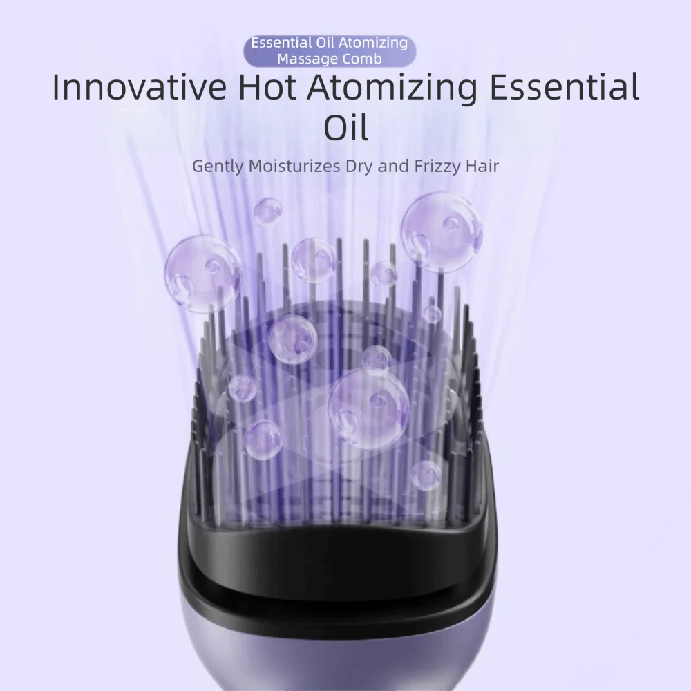 Essential Oil Atomizing Electric Massage Comb Large Spray Portable Scalp Massager 2-in-1 Upgraded Massage Brush Household Use