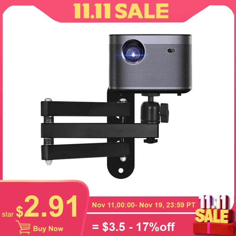 

Foldable Wall Mount Projector Bracket Aluminum Alloy Retractable Durable Devices Holder for Home Bedside Hotel Office