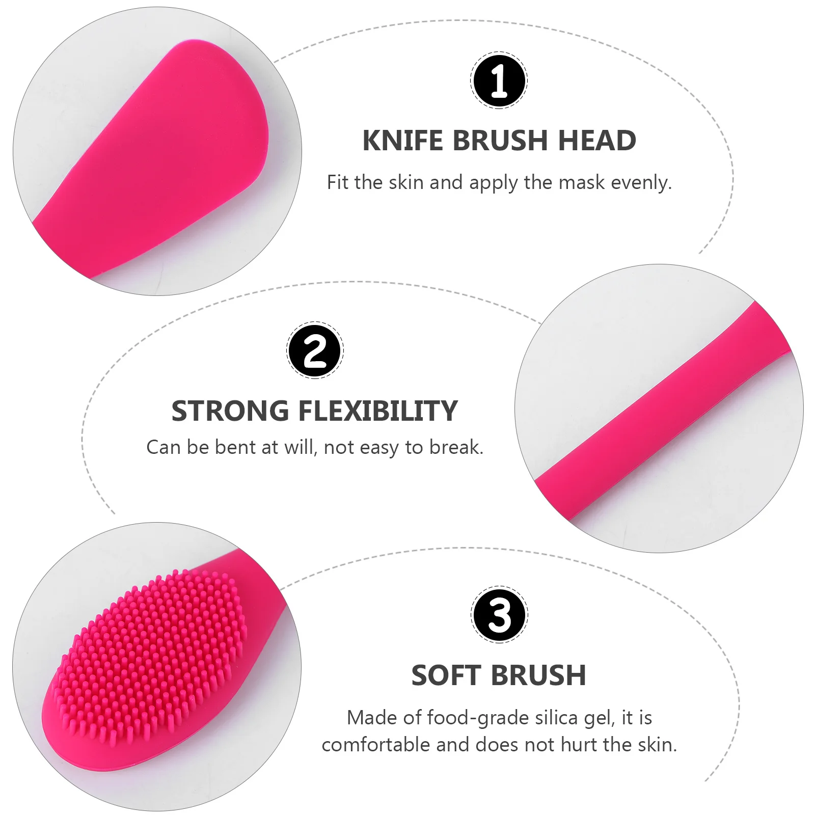 

2Pcs Silicone Facial Cleaning Brush Comfortable Non-Slip Handle for Deep Clean Facial Scrubber Dual Use DIY Mask Stirring Stick