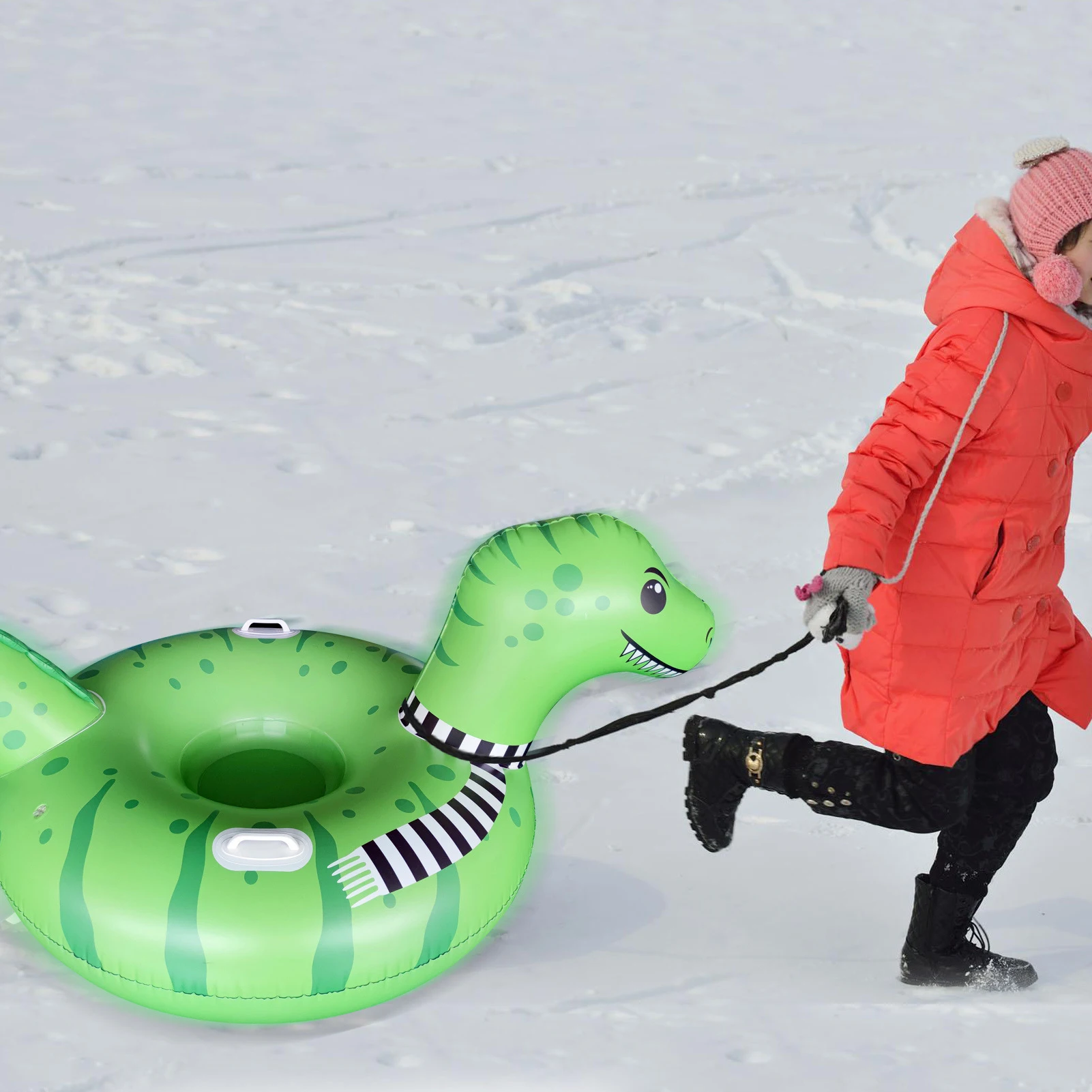 أنبوب ثلج سميك زلاجات ثلجية قابلة للنفخ مع مقابض ألعاب شتوية للأطفال والكبار أنبوب ثلج بمقابض
