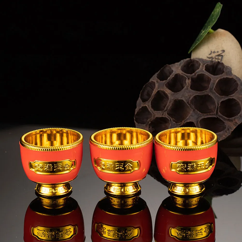 6 قطعة حواف مستديرة ناعمة مطلية بالذهب لتزيين المعبد المنزلي وعاء تقديم بوذي حاوية مياه طقوس توريد المطبخ #3