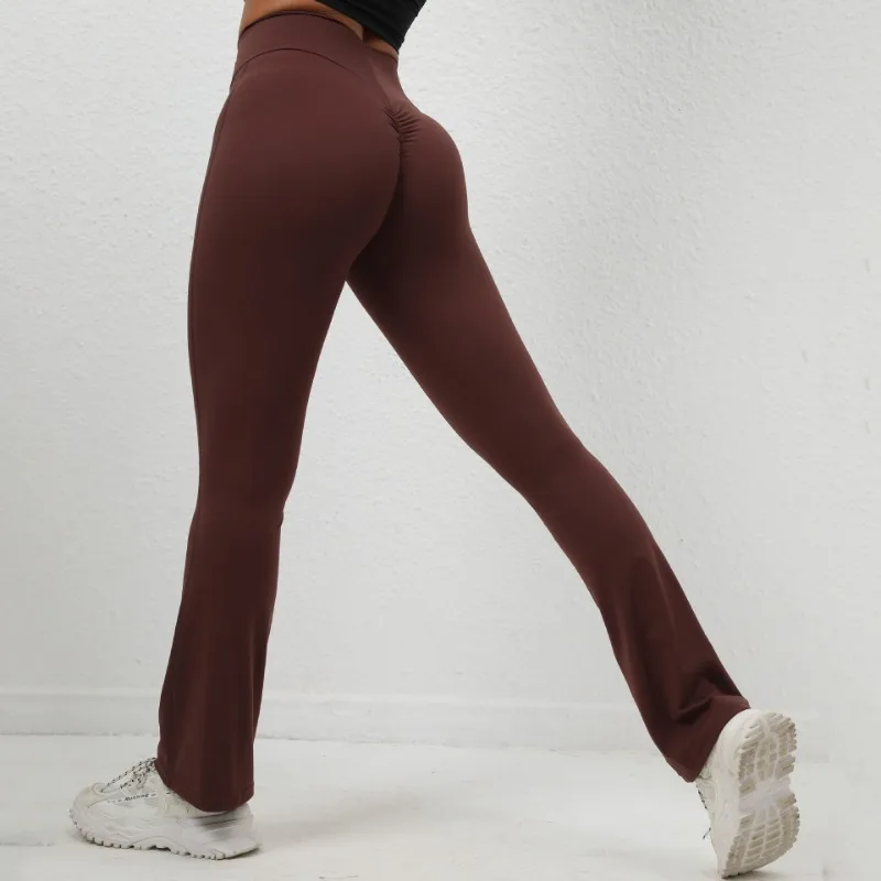 Seamless Yoga Leggings bell-bottoms Sports Fitness Peach Hip-lifting High Waist Dance Training Workout Flared Pants for Women