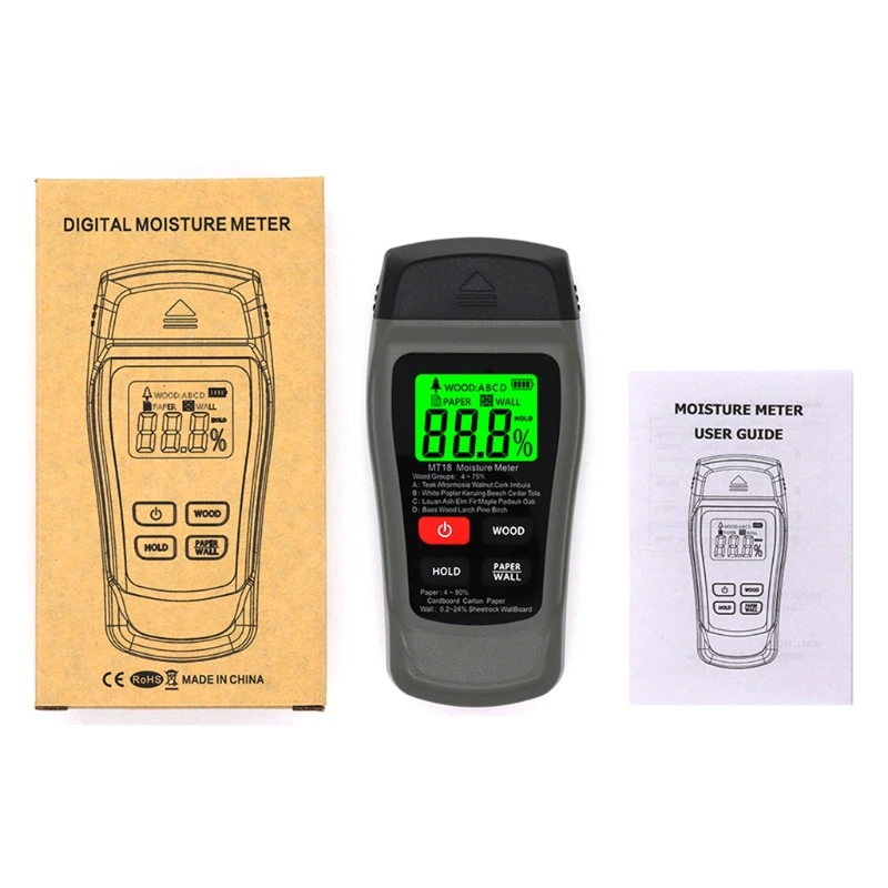 

Portable Moisture Meter Two Pins Humidity Detector Suitable for Wood Building Material Firewood Paper