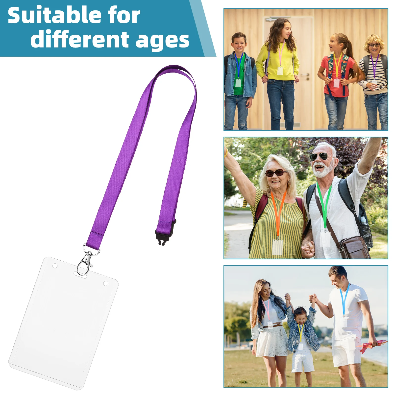 24 Pack Colorful Lanyards With 24 ID Card Name Badge Holders Breakaway Lanyard For Card Holders Quick Release Lanyards With Safe