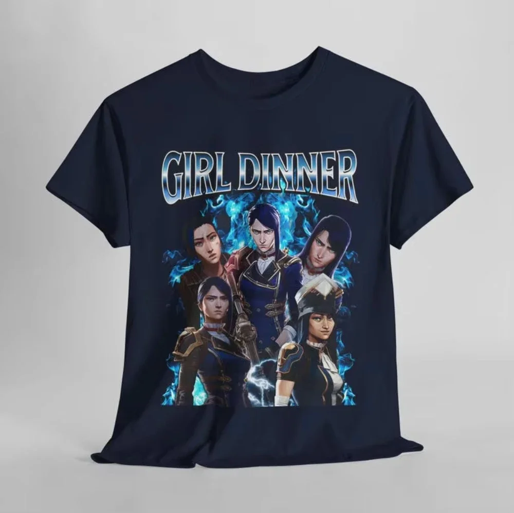 Caitlyn غامض تي شيرت المرأة خمر الشارع الشهير جامعة الأساطير قميص أنيمي الملابس Fanmerch Lol البضائع المرأة المحملة
