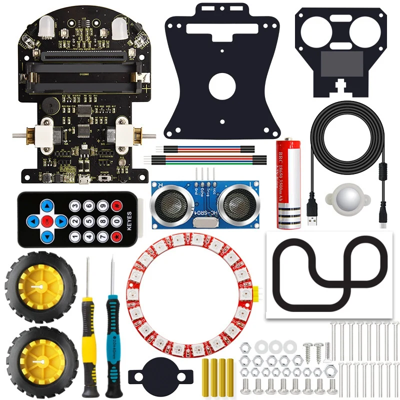 Mini inteligentny samochód robot Microbit V2 dla zestawu samochodowego robota Micro:Bit programowanie graficzne zabawki elektroniczne DIY (bez baterii)