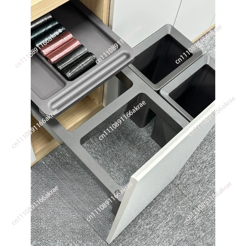for Push-pull 30L * 1 trash can Soft close Kitchen cabinet Sorting storage Built-in sliding trash can