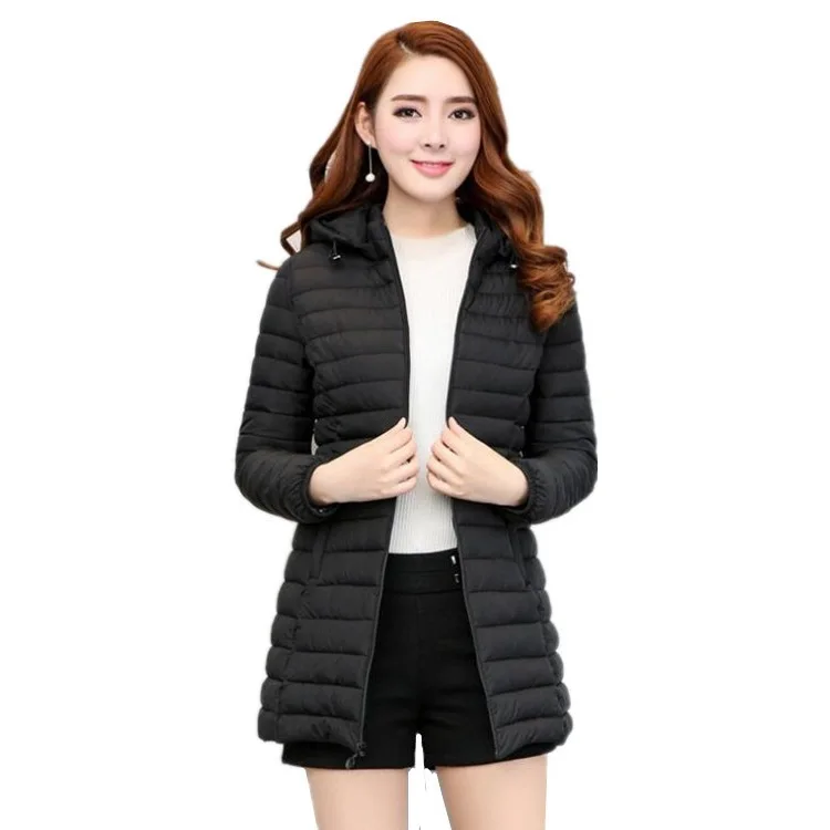2025年韓国風ミドル丈レディース中綿コート、スリムフィット中綿ジャケット、大きいサイズダウン中綿ジャケット