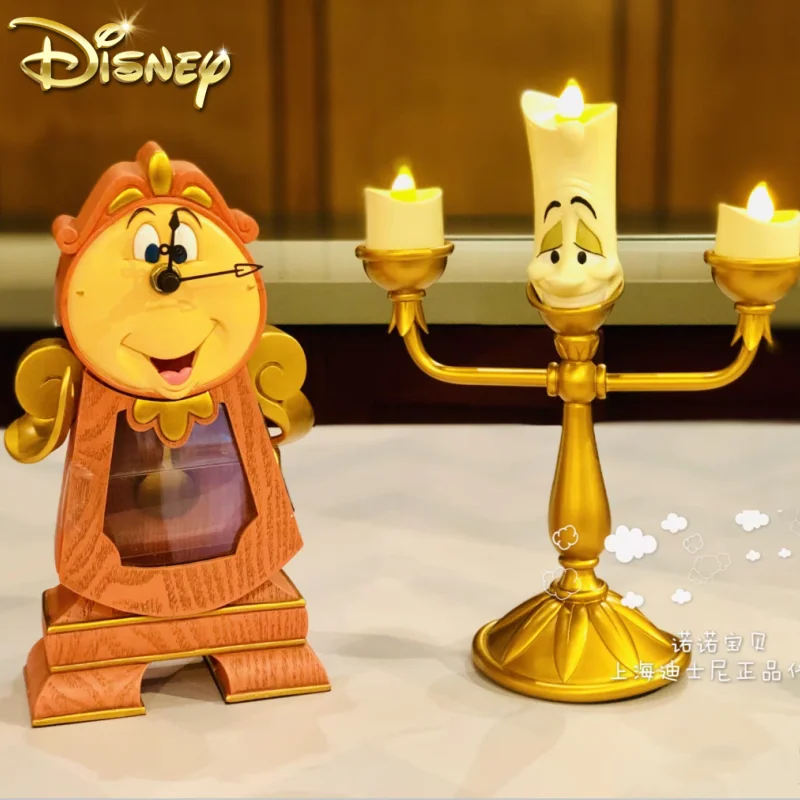 New Disney Beauty And The Beast Action Figures Cogsworth Mr Clock Lumiere Candle Lamp Statue Figure Home Decoration Model Gift