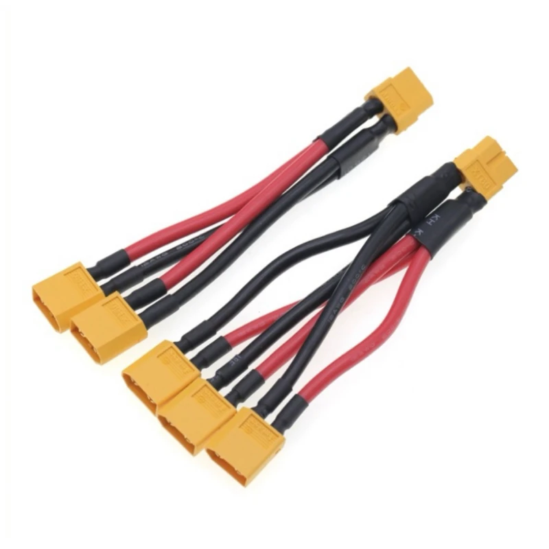 XT60 Parallel Battery Connector Male/Female Cable Dual Extension 1to2/1to3 12AWG/14AWG Silicone Wire 10CM for RC Battery Motor