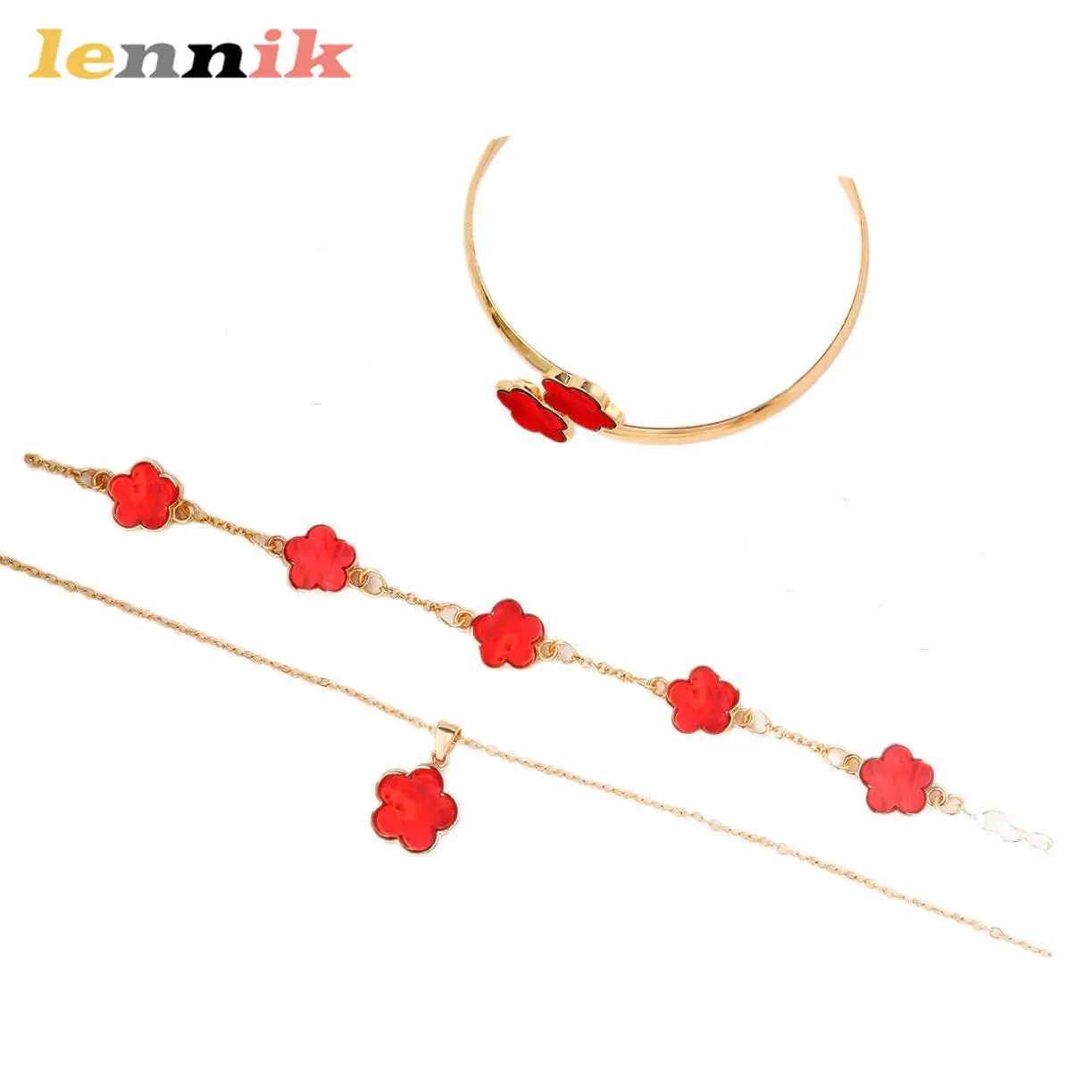 Women's Lucky Flower Five-Leaf Clover Jewellery Set