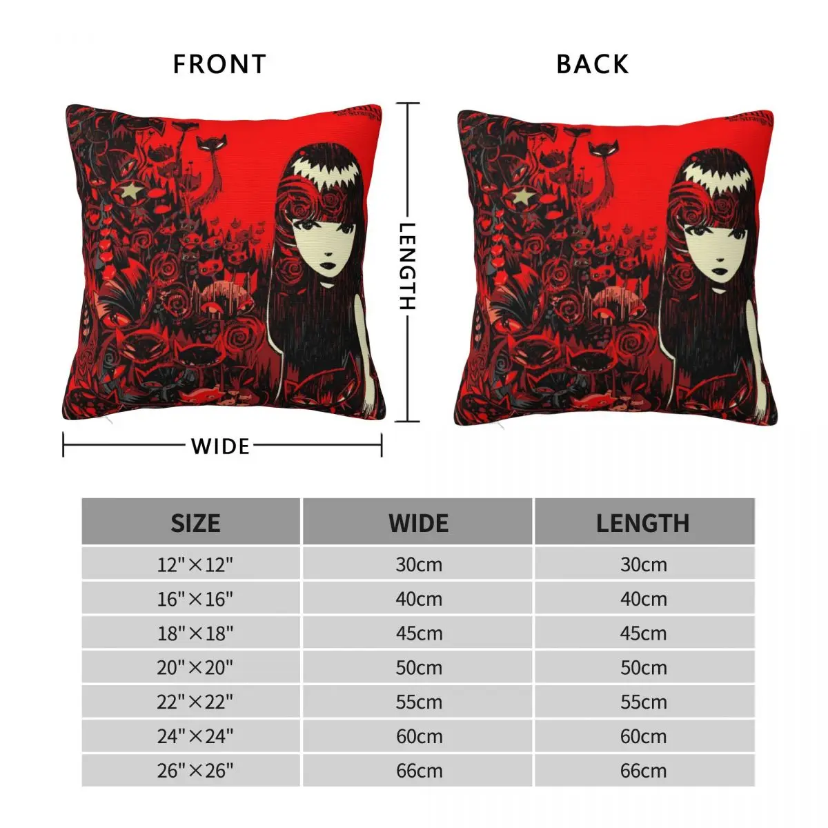 Comics Emily The Strange Square Pillowcase Cushion Cover Pillow Case Throw Pillow Cover for Home Bedroom Car