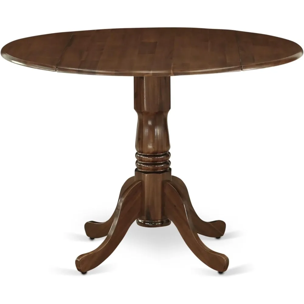 

Dining Room Table - A Round Solid Wood Table Top With Dropleaf & Pedestal Base, 42x42 Inch, Walnut