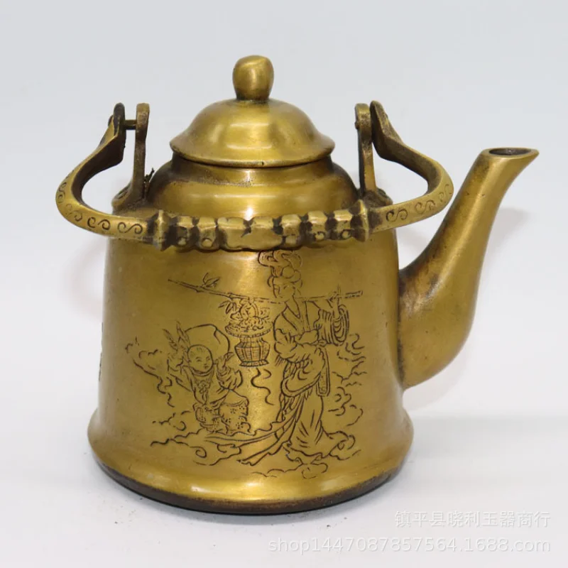 Qianlong style kung fu tea set handle Lady copper teapot ornament metal craft