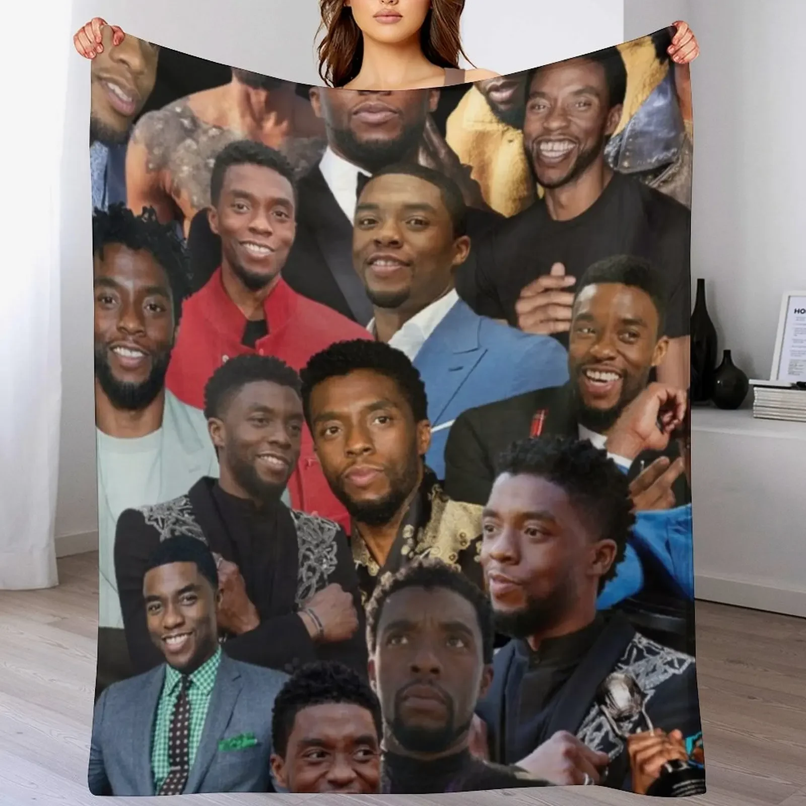 

chadwick boseman photo collage Throw Blanket Luxury Throw Decorative Throw Beautifuls Blankets