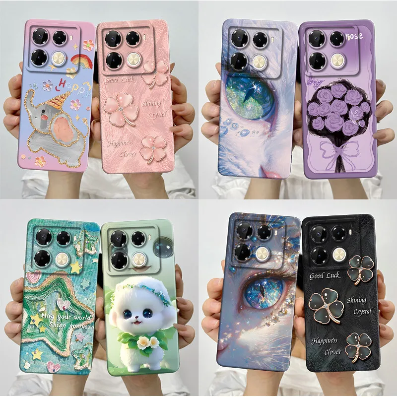 

For Infinix Note 40 Pro Plus 5G Case Soft Silicone Phone Case For Infinix Note40 Pro Plus Note40Pro 4G 5G Capa Flower Back Cover