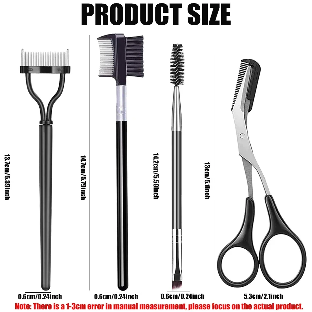 لاش العين فاصل أداة المهنية مشط 3/5 قطعة فرشاة الحاجب مجموعة أدوات ماكياج رمش مع أداة قص الحواجب مقص للمرأة #2