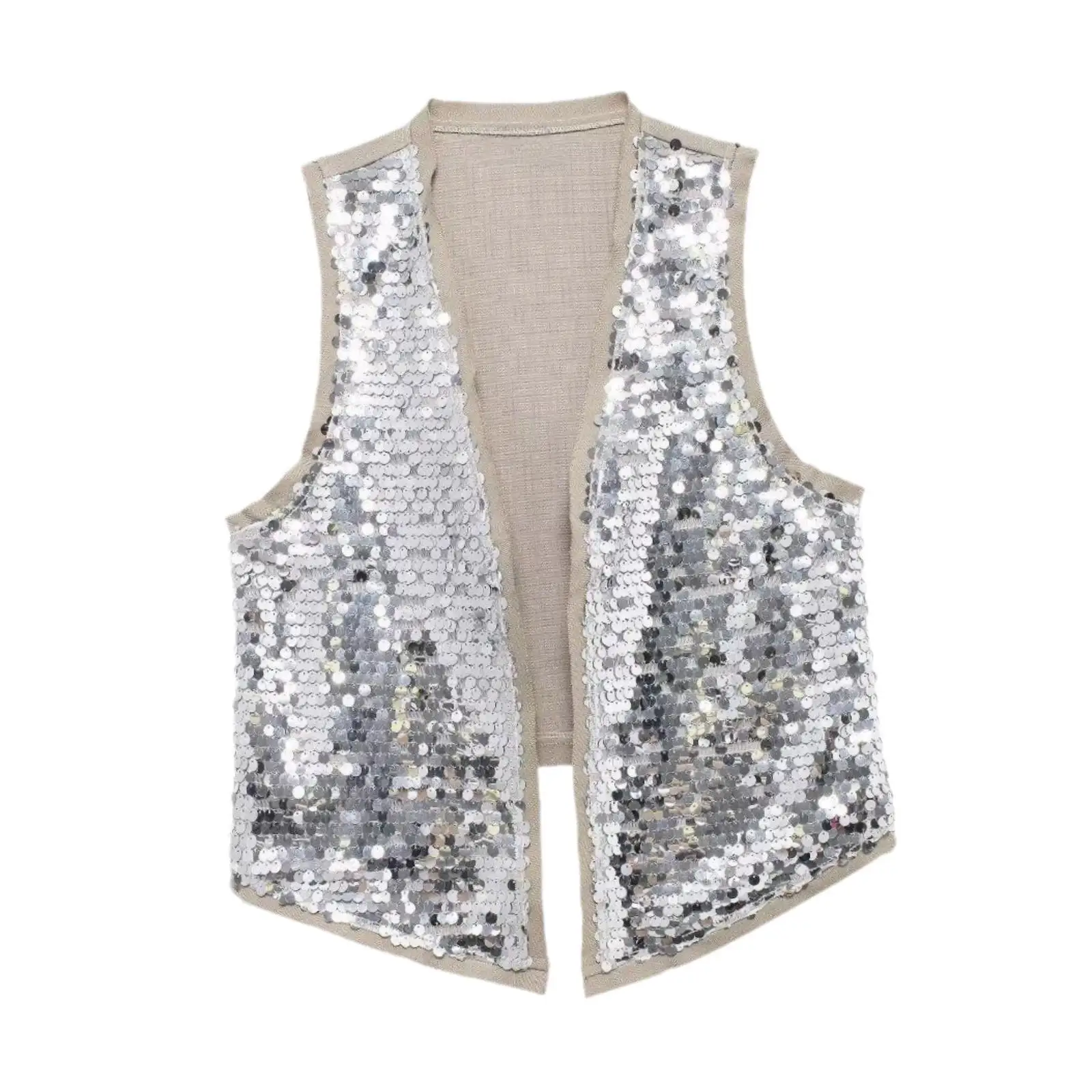 

Жилет с блестками для ночного клуба, летние пляжные наряды, блестящее праздничное платье Muc Festival L
