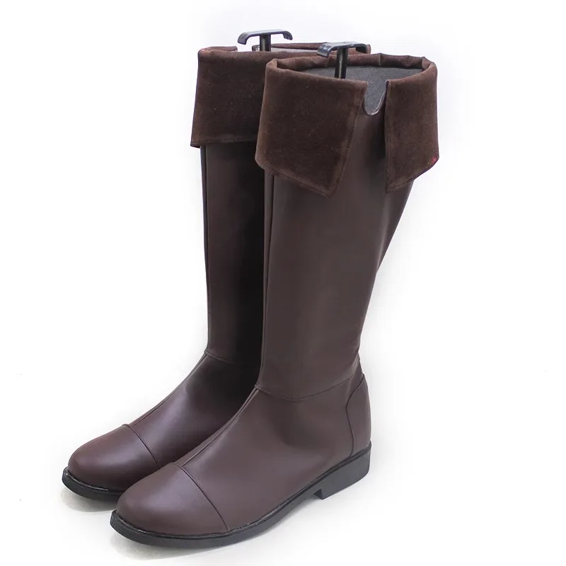Anime Eighty Six Shinei Nouzen Cosplay Sapatos Botas de couro artificial marrom para homens e mulheres