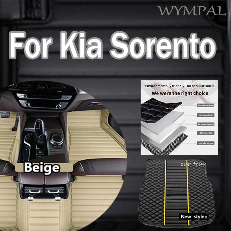 

Luxury Car Floor Mats For Kia Sorento（Five Seats）2013 2014 Custom Foot Pads Automobile Carpet Cover interior accessories full