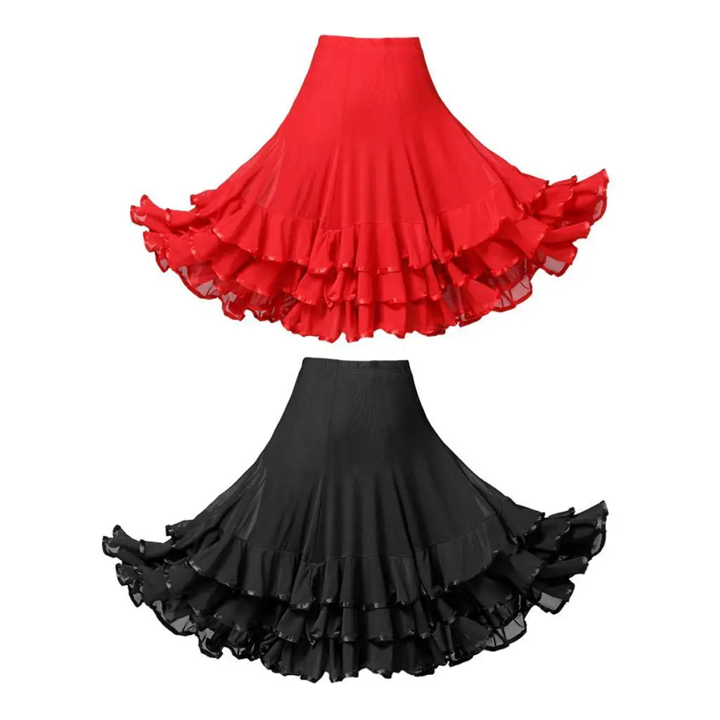 Modern Ballroom Skirt Pleated Design Latin Dance Dress Dancewear Bottoms for Tango Waltz Training