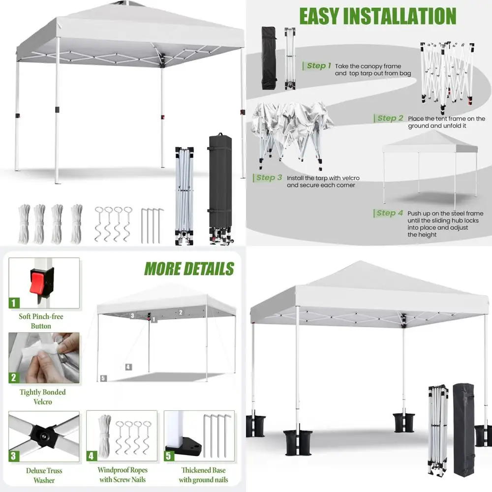 

Heavy-Duty 10x10 Pop Up Tent with Carrying Bag for Outdoor Parties, Events, and Camping