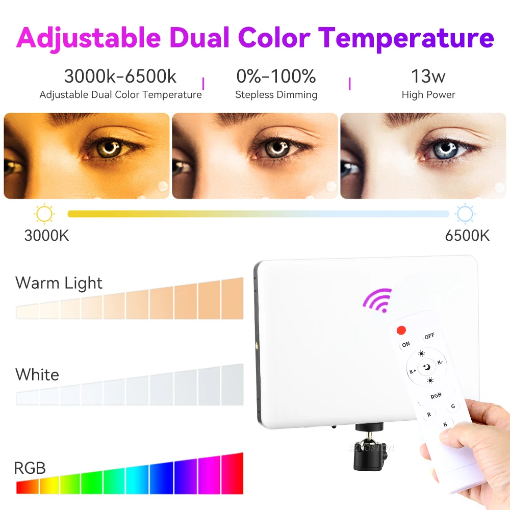 LED Photography Video Light Panel Lighting Photo Studio Lamp Kit For Shoot Live Streaming Youbube With Tripod Stand RGB Filters