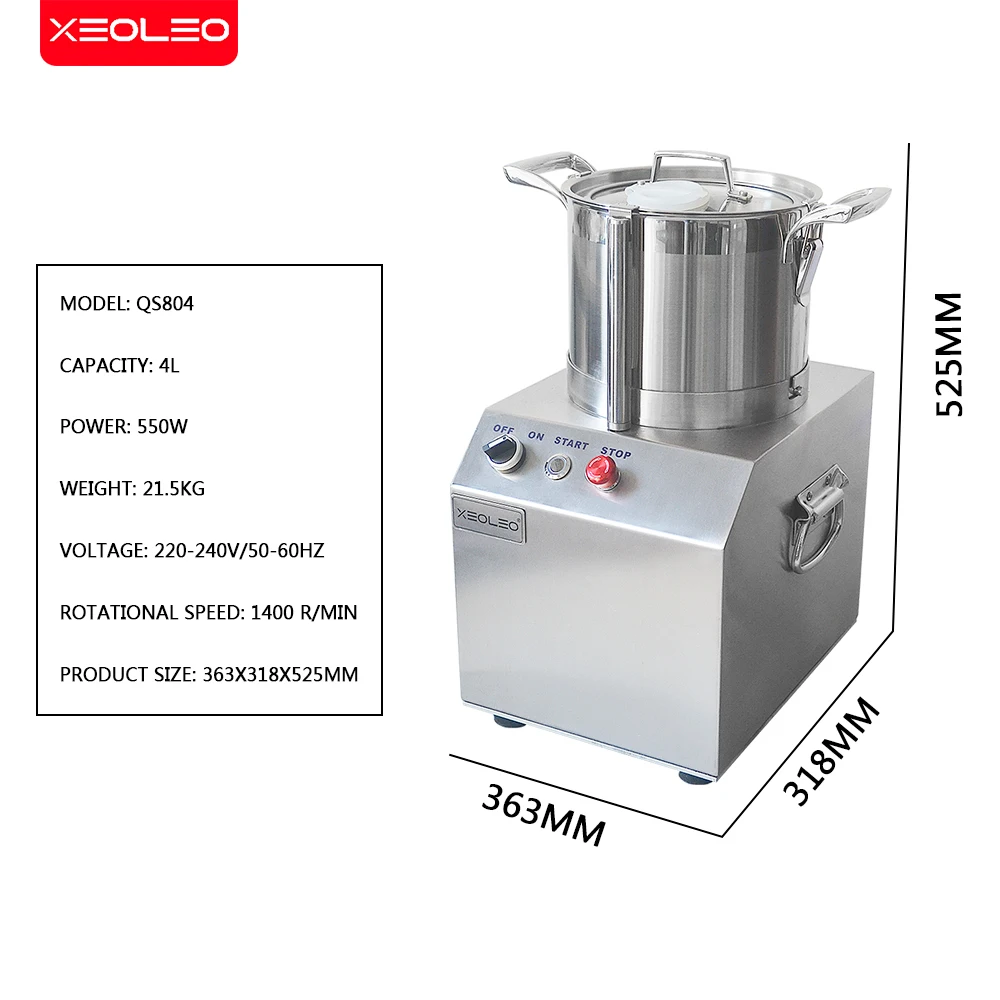 XEOLEO 4L/550W Electric Chopper Multi-Functional Stainless Steel Meat Grinder Powerful Food Chopper Food Processor Slicer Mincer