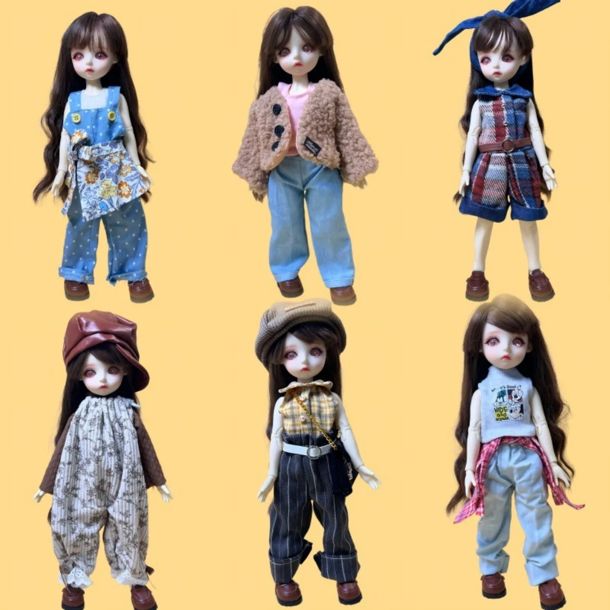 

Комплект одежды для кукол BJD 1/6 (30 см): модные повседневные наряды, аксессуары для переодевания, игрушки для игры в переодевание.