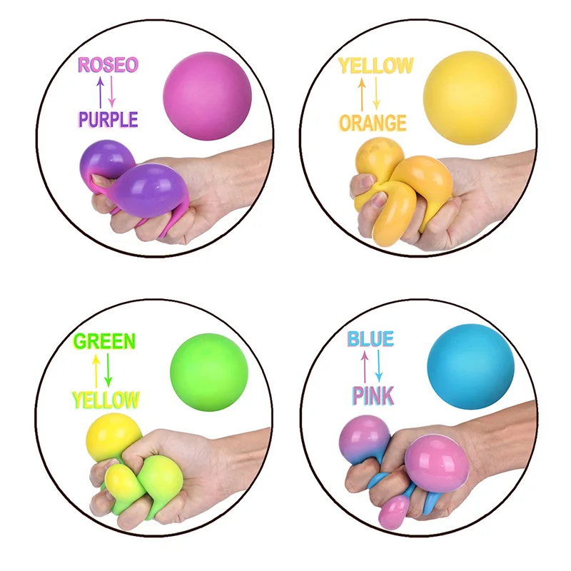 

6cm Fidget Toys Stress Relief Balls For Kids Adults Creative Rainbow Antistress Ball Color Changing Squeezing Toy