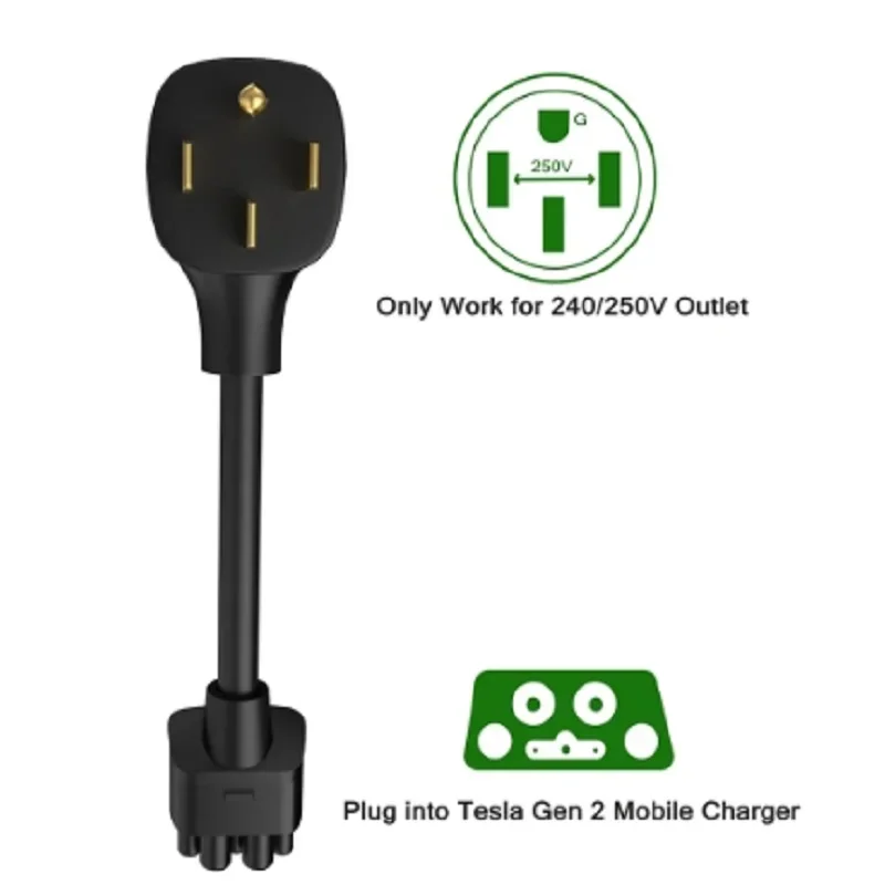 Imagem -02 - Tesla-nema ev Carregador Adaptador de Conector de Cabo de Extensão Adaptador Nema 1450 14-50p 4-prong Gen2 Pigtail32amp zj