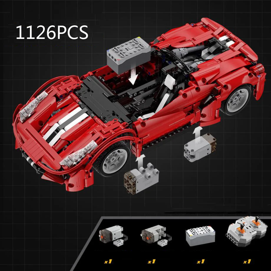 Radio 2.4ghz Remote Control Super Sport Car Technical 1:8 Scale Ferra Italian 488 Pista Spider Building Block Moc Brick Rc Toy