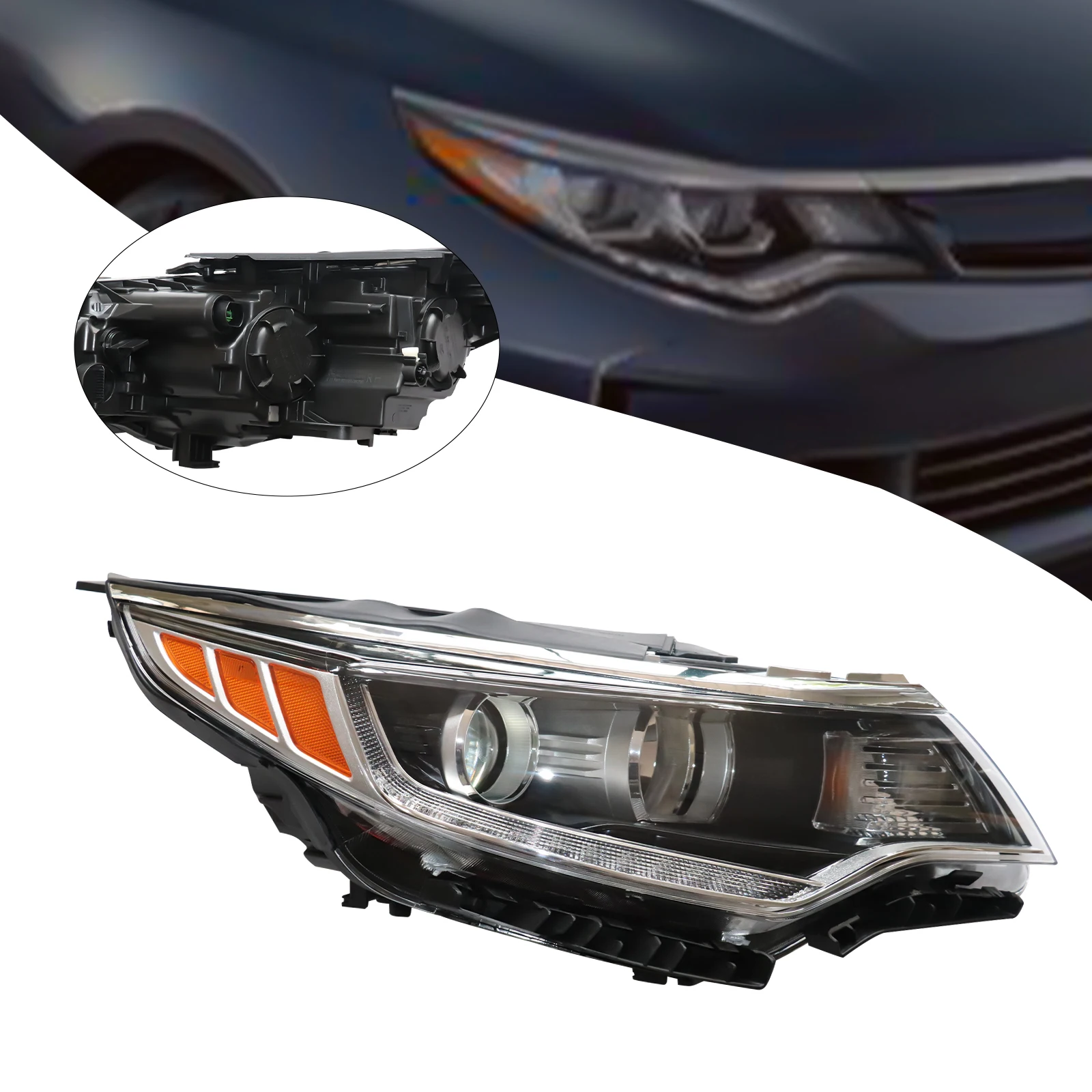 LED Halogen Headlight For 2016 2017 2018 Kia Optima Clear Lens Driver or Passenger Side