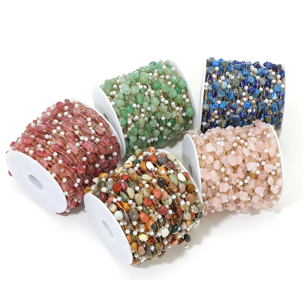

1 Meter Stainless Steel Irregular 7-8mm Stone Beads Chains for DIY Necklace Handmade Bracelets Anklet Jewelry Making Wholesale