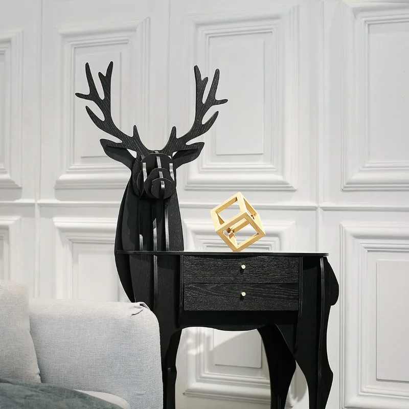 

Creative sofa side cabinet, side cabinet, solid wood corner next to the living room, light luxury high-end shelf, tea table