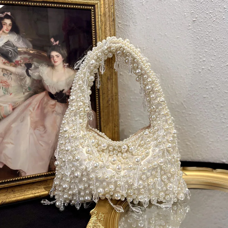 

NEW Handle Pearl Evening Clutch Bag Purses And Handbag Luxury Designer Hobo Shoulder Bag Tassel Clutch Purse Bucket Bag
