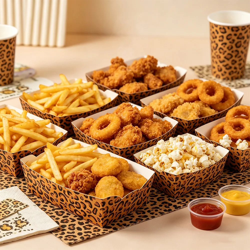 12-100pcs Leopard Print Dispos - Food Day Snacks ulasan dan harga