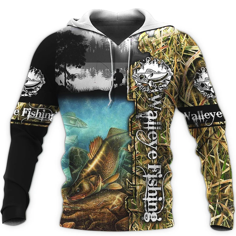 2023 New 3D Fashion Men  Fishing Printed  Hoodie Loose  Sweatshirt  Autumn   Clothes Long Sleeve Pullover Hooded Sweater