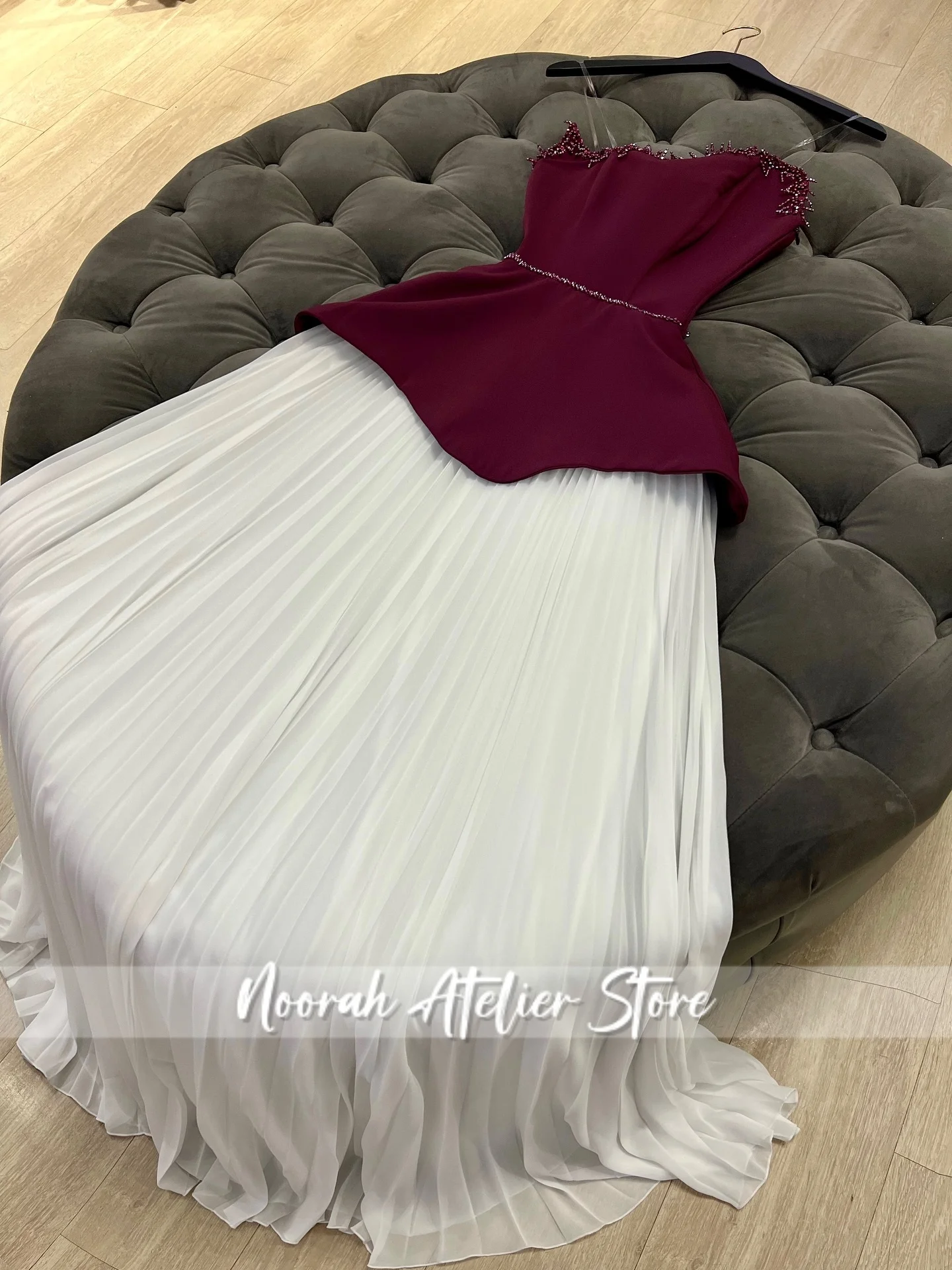 

New Contrast White-Red Straples Women’s Evening Dresses Aline Crepe Chiffon Prom Dress Long Party Gown Vestidos Customized