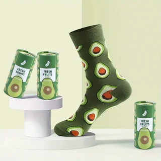 1 pair of fashionable, unique, and fun avocado patterned men\'s and women\'s gift socks, suitable for all seasons