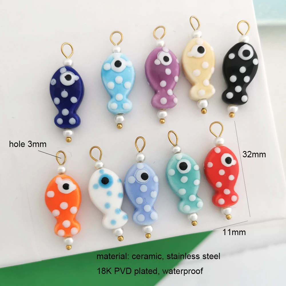 1 Piece Ocean Pendant Charm Shell Seastar Fish Turtle Coral Handmade Custom Necklace Stainless Steel Pearl Ceramic Wholesale