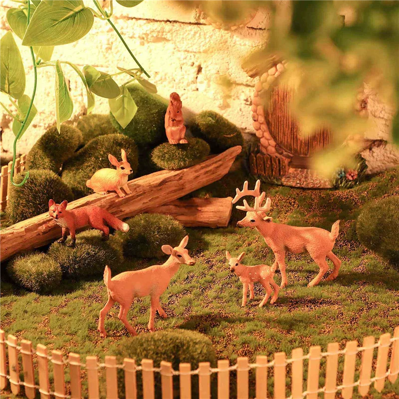 A04F-12 peças figuras de animais da floresta criaturas da floresta estatuetas esquilo veados família estatuetas em miniatura